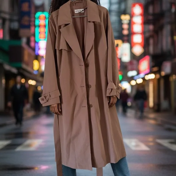 Ava & Viv Tan Trench Coat for Women - Picture 1 of 8